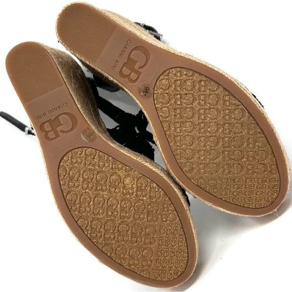 Gianni Bini Women’s Black Macrame Crochet Platform Wedge Sandals - Picture 12 of 15